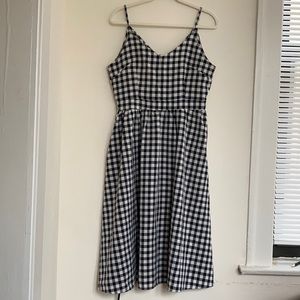 VTG Gingham Womens Midi Dress Sz S/MD Cottagecore Preppy Whimsy Twee Rockabilly
